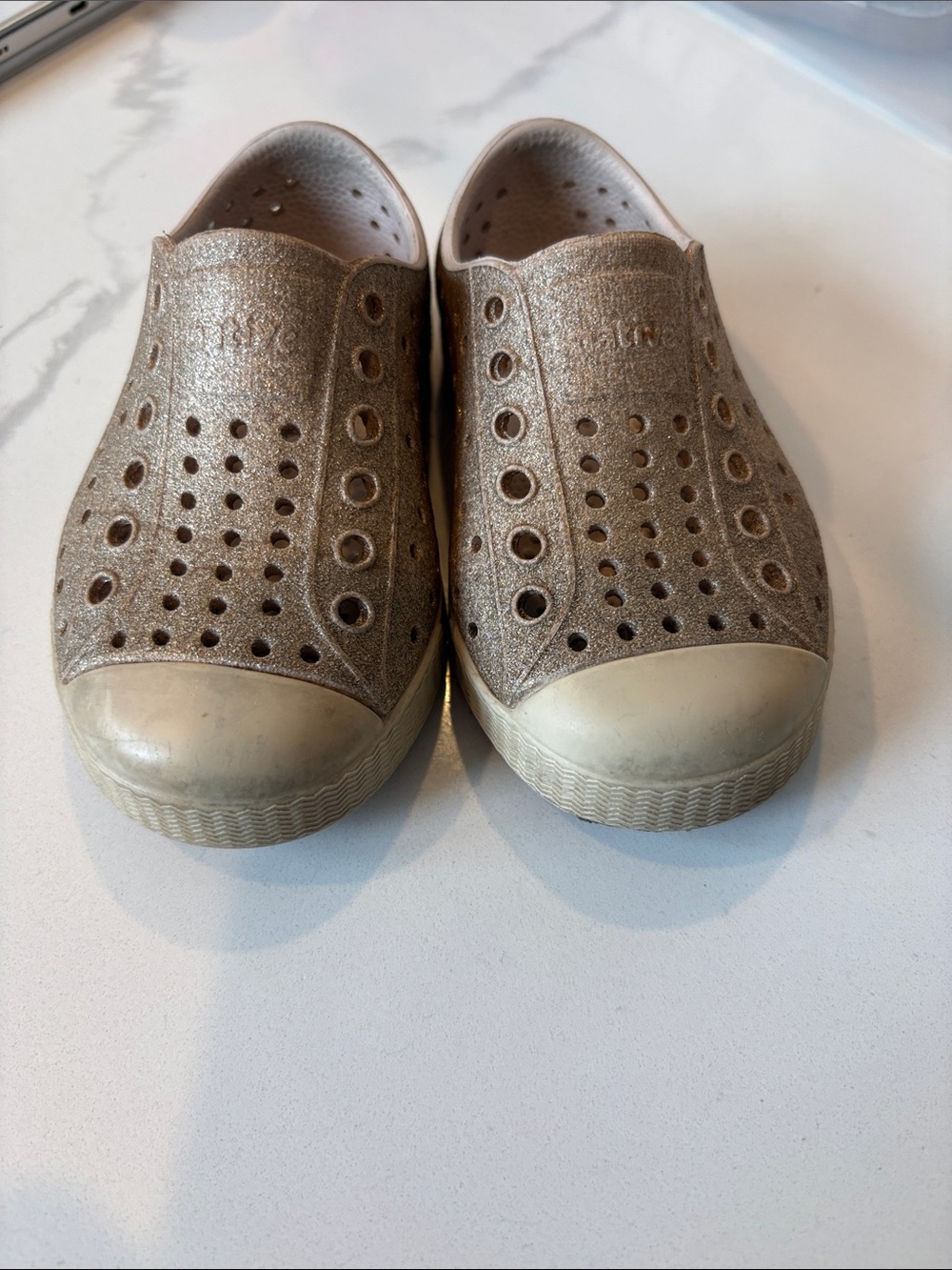 Native Kids Metallic Gold Slip-On Water-Ready Shoes